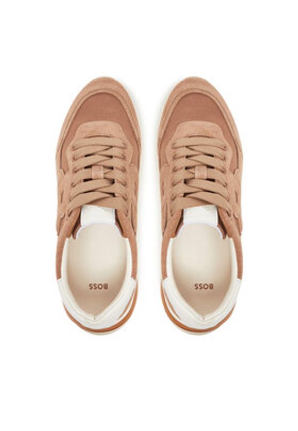 BOSS Sneakersy Skylar Runn 50541600 Brązowy. Kolor: brązowy. Materiał: zamsz, skóra