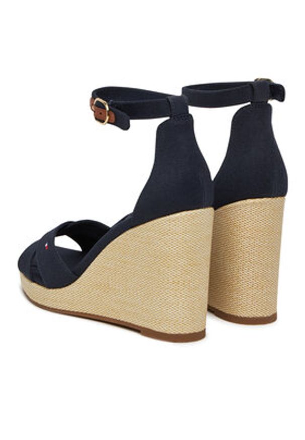 TOMMY HILFIGER - Tommy Hilfiger Sandały Flag High Wedge Espad Crisscross FW0FW08661 Granatowy. Kolor: niebieski. Materiał: materiał