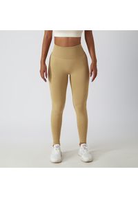 Intica - Legginsy treningowe modelujące sylwetkę z wysokim stanem Gulli. Stan: podwyższony. Kolor: brązowy. Materiał: tkanina. Sport: fitness