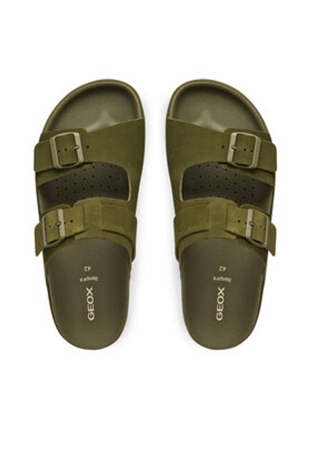 Geox Klapki U Parnaiba U651KA 00022 C3009 Zielony. Kolor: zielony. Materiał: skóra, zamsz