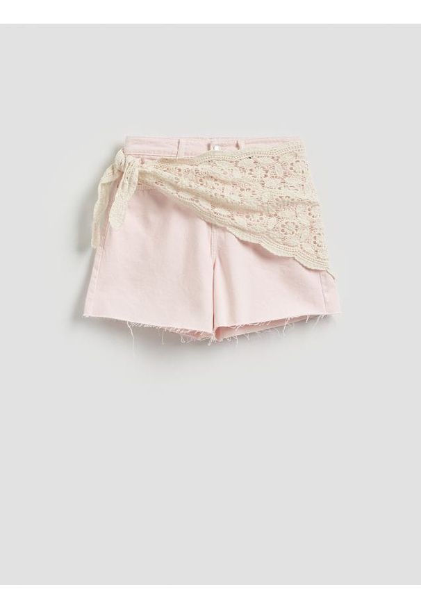 Reserved - Szorty z chustą - różowy. Kolor: różowy. Materiał: bawełna, tkanina