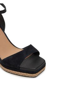 TOMMY HILFIGER - Tommy Hilfiger Espadryle Leather & Suede High Wedge Espad FW0FW08803 Czarny. Kolor: czarny. Materiał: skóra #5