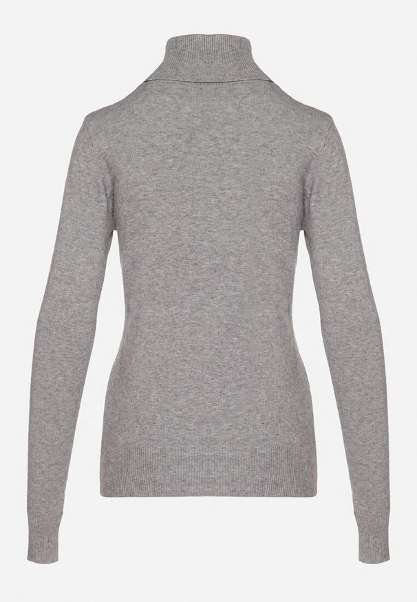 Born2be - Szary Golf Sweter z Wiskozą i Kaszmirem Zailaya. Okazja: na co dzień. Typ kołnierza: golf. Kolor: szary. Materiał: wiskoza, kaszmir. Styl: casual