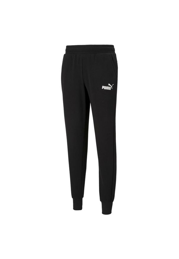 Puma - Męskie Spodnie Dresowe Z Dzianiny Z Regularnym Logo. Kolor: czarny. Materiał: dresówka, dzianina