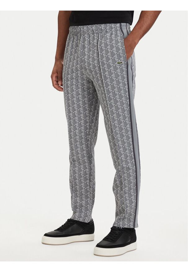 Lacoste Spodnie dresowe Paris Monogram XH1440 Szary Regular Fit. Kolor: szary. Materiał: bawełna