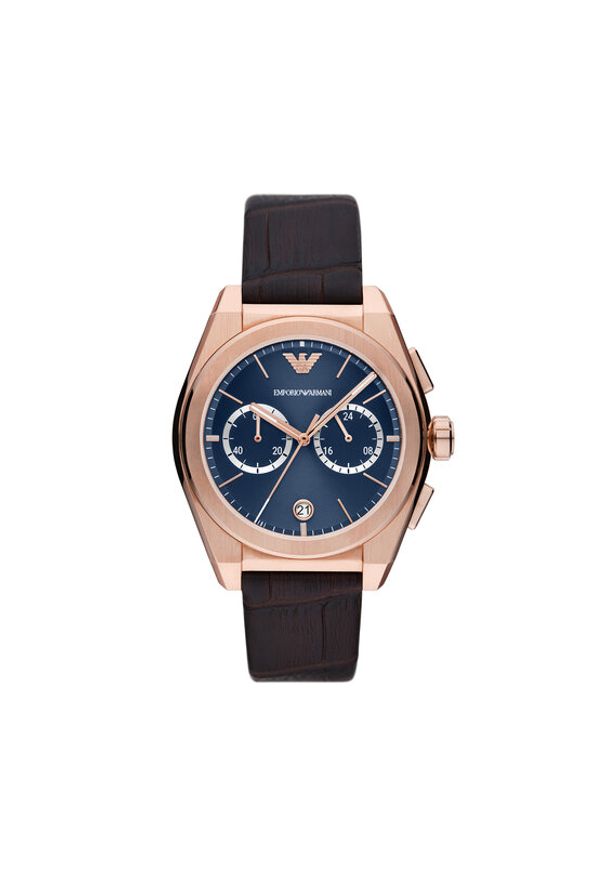 Emporio Armani Zegarek Federico AR11563 Brązowy. Kolor: brązowy. Materiał: skóra
