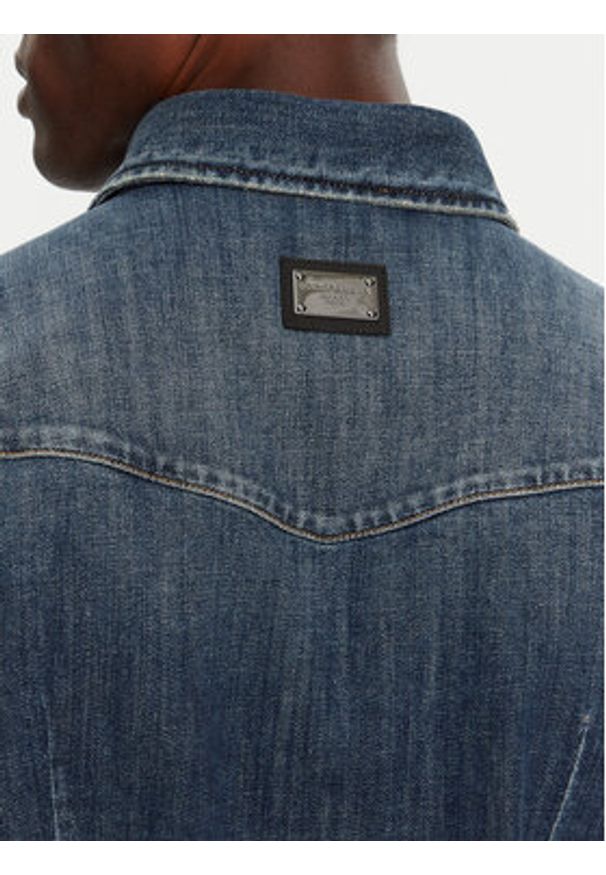 DOLCE & GABBANA - Dolce&Gabbana Koszula jeansowa G5JC8D G8GW9 Granatowy Regular Fit. Kolor: niebieski. Materiał: bawełna