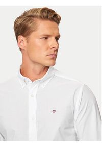 GANT - Gant Koszula Poplin 3000102 Biały Slim Fit. Kolor: biały. Materiał: bawełna