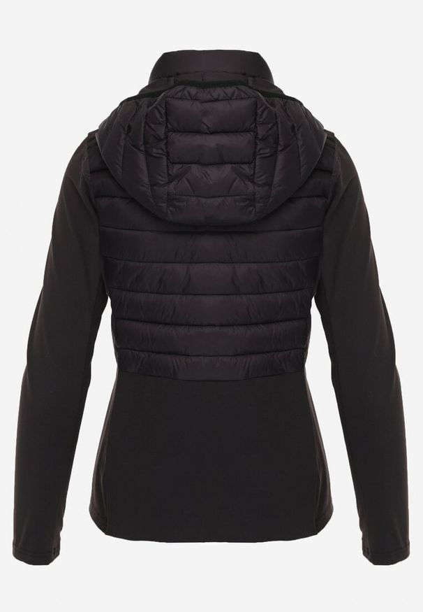 Renee - Czarna Przejściowa Kurtka z Pikowaniem i Elastycznymi Rękawami Salisia. Okazja: na co dzień. Typ kołnierza: kaptur. Kolor: czarny. Materiał: nylon. Styl: casual, sportowy