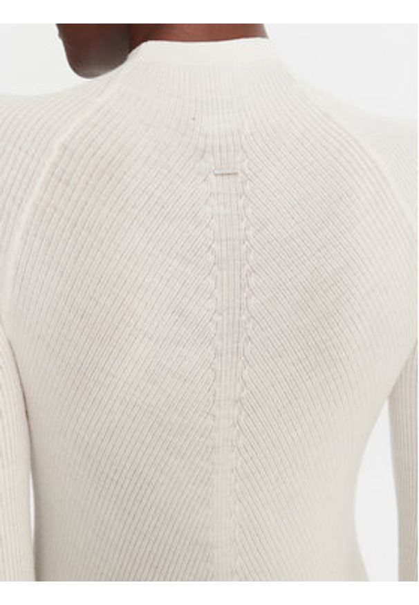 BOSS Golf Foliora 50549166 Beżowy Slim Fit. Typ kołnierza: golf. Kolor: beżowy. Materiał: wełna