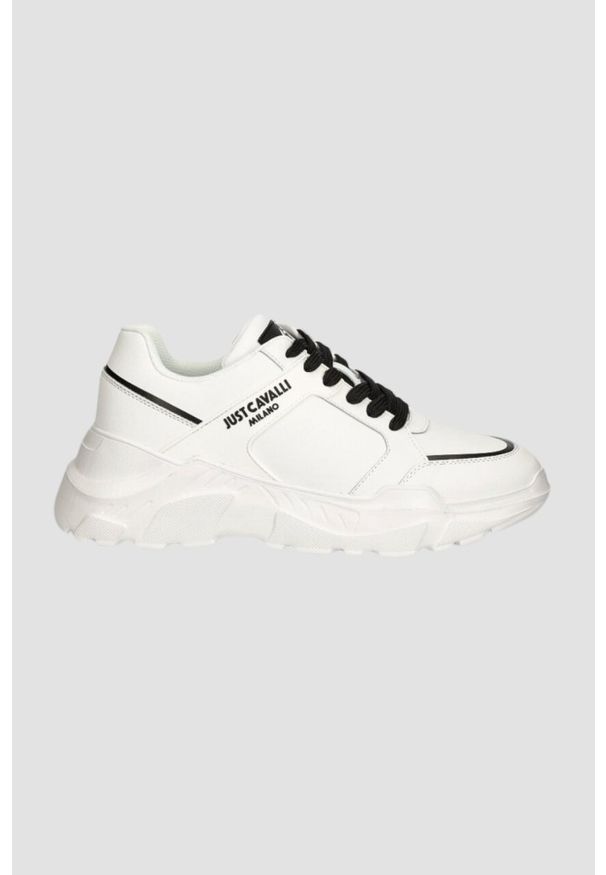 Just Cavalli - JUST CAVALLI Białe sneakersy Fondo Casper, Rozmiar 42. Kolor: biały