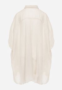 Renee - Beżowa Nietoperzowa Koszula na Lato ze Zwiewnej Bawełny o Kroju Oversize Caeilla. Kolor: beżowy. Materiał: bawełna. Sezon: lato. Styl: elegancki, wakacyjny, klasyczny #8