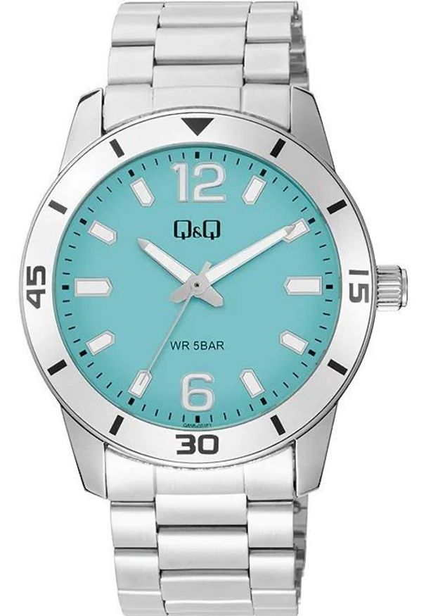Zegarek Q&Q Q85B-001P męski wodoszczelny turkusowa tarcza .. Kolor: turkusowy