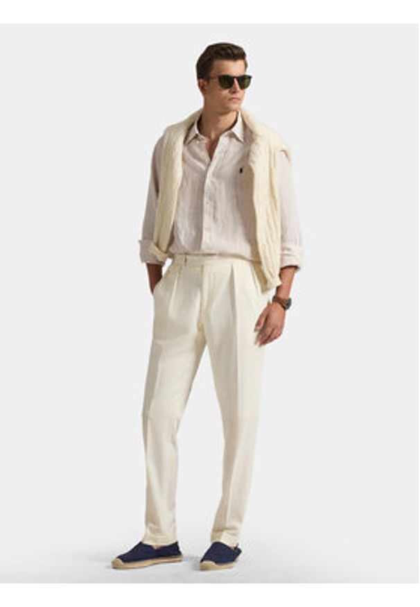 Polo Ralph Lauren Koszula 710B15594006 Beżowy Regular Fit. Typ kołnierza: polo. Kolor: beżowy. Materiał: len