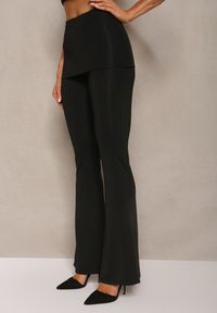 Renee - Czarne Elastyczne Spodnie o Kroju Dzwonów High Waist z Modelującego Materiału Ivolea. Stan: podwyższony. Kolor: czarny. Materiał: materiał