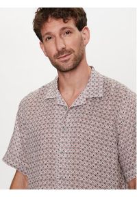 Bugatti Koszula 9253 58901A Beżowy Slim Fit. Kolor: beżowy. Materiał: len
