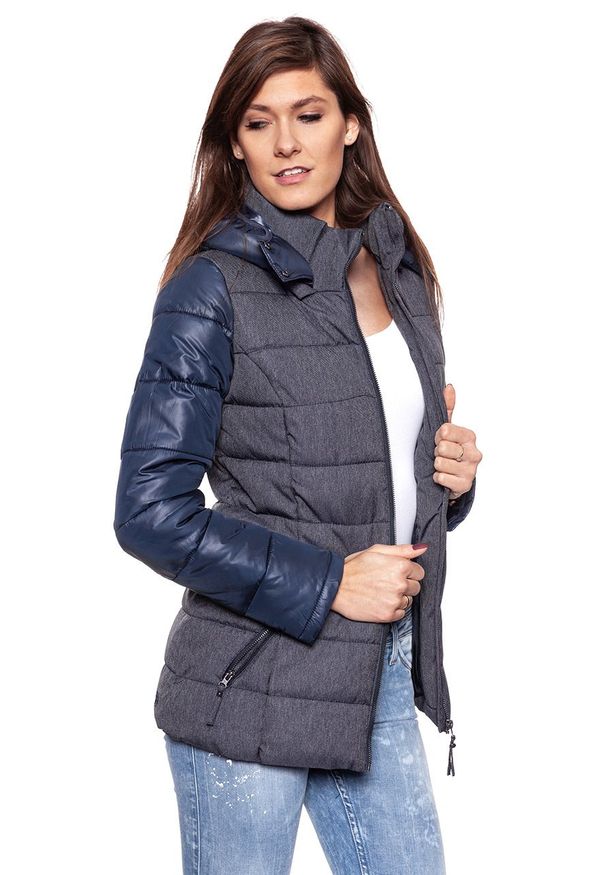 Tom Tailor - DAMSKA KURTKA ZIMOWA TOM TAILOR MATERIAL MIX JACKET 3521685.00.71 COL. 6012. Typ kołnierza: kaptur. Wzór: melanż. Sezon: zima. Styl: klasyczny, elegancki