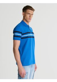Big-Star - Koszulka męska polo z paskami niebieska Merrex 401. Typ kołnierza: polo. Kolor: niebieski. Materiał: dzianina, żakard. Sezon: lato. Styl: elegancki #2