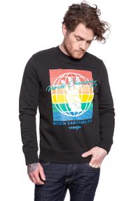 Wrangler - BLUZA WRANGLER GLOBE SWEAT FADED BLACK W6C5HXXV6. Wzór: nadruk