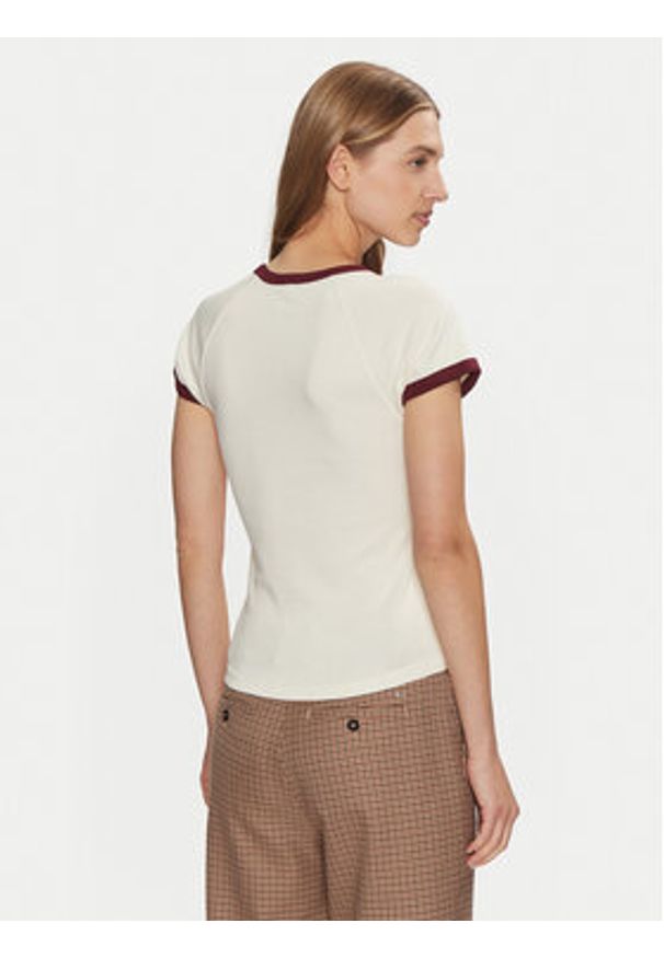 TOMMY HILFIGER - Tommy Hilfiger T-Shirt WW0WW43898 Beżowy Slim Fit. Kolor: beżowy. Materiał: bawełna