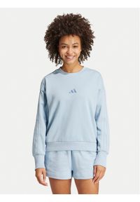 Adidas - adidas Bluza ALL SZN French Terry 3-Stripes IY6852 Niebieski Loose Fit. Kolor: niebieski. Materiał: bawełna