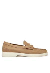TOMMY HILFIGER - Tommy Hilfiger Mokasyny Nubuck P Loafer FM0FM05350 Beżowy. Kolor: beżowy. Materiał: skóra, nubuk