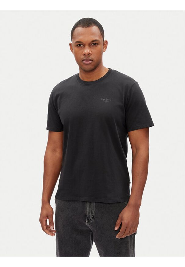 Pepe Jeans T-Shirt Jacko PM508664 Czarny Regular Fit. Kolor: czarny. Materiał: bawełna
