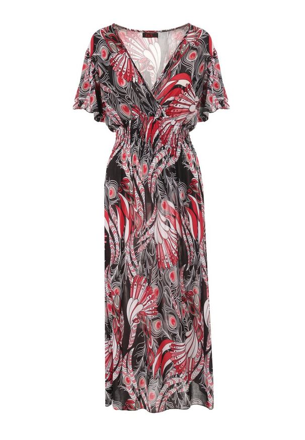 Born2be - Czerwona Sukienka Anastythia. Typ kołnierza: dekolt kopertowy. Kolor: czerwony. Długość rękawa: krótki rękaw. Sezon: lato. Typ sukienki: kopertowe. Długość: midi