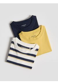 Reserved - Bawełniany t-shirt 3 pack - złamana biel. Materiał: bawełna #1