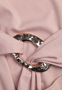 Born2be - Jasnoróżowa Wizytowa Sukienka Taliowana z Metaliczną Ozdobą Aroos. Okazja: na co dzień. Kolor: różowy. Wzór: aplikacja. Typ sukienki: proste. Styl: wizytowy #2