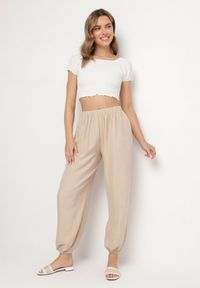 Born2be - Beżowe Spodnie Joggery z Wysokim Stanem Korivanya. Okazja: na co dzień. Stan: podwyższony. Kolor: beżowy. Styl: casual #3
