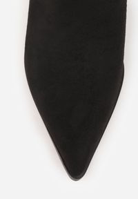 Renee - Czarne Botki na Szpilce w Klasycznym Stylu z Elastyczną Wstawką Vittania. Kolor: czarny. Materiał: wełna, jeans. Obcas: na szpilce. Styl: klasyczny #2