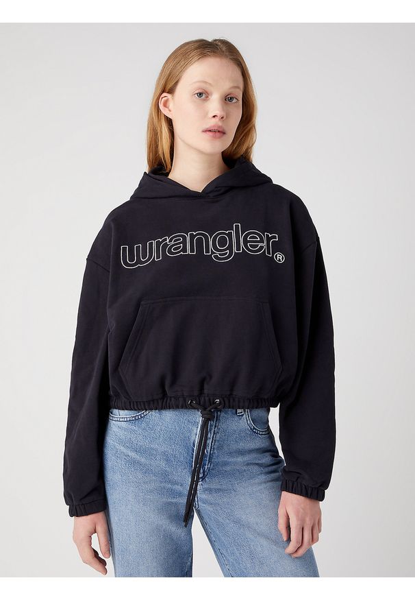 Wrangler - WRANGLER DAMSKA BLUZA Z KAPTUREM WRANGLER DRAWHEM HOODIE BLACK 112342761. Typ kołnierza: kaptur