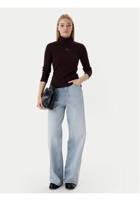 Calvin Klein Jeans Golf LV047D203G Brązowy Slim Fit. Typ kołnierza: golf. Kolor: brązowy. Materiał: bawełna #4