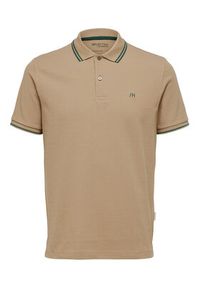 Selected Homme Polo 16087840 Beżowy Regular Fit. Typ kołnierza: polo. Kolor: beżowy #4