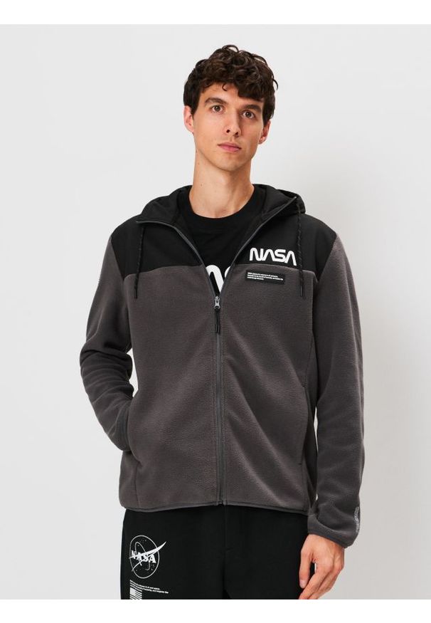 Sinsay - Bluza zip hoodie NASA - szary. Kolor: szary