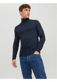 Jack & Jones Golf 12157417 Granatowy Regular Fit. Typ kołnierza: golf. Kolor: niebieski. Materiał: bawełna #1