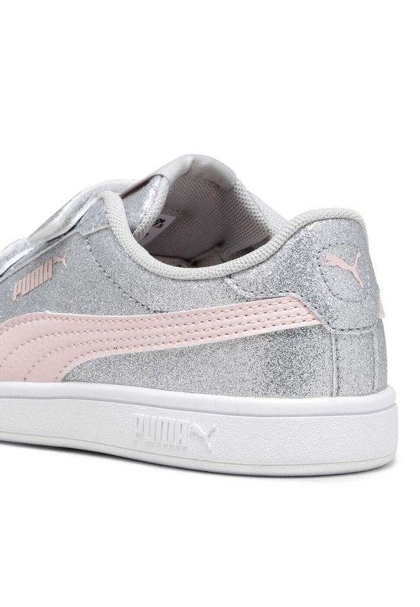 Puma - Dziecięce sneakersy Smash 3.0 Glitz Glam PUMA Glacial Gray Frosty Pink. Okazja: na uczelnię. Kolor: różowy, niebieski, wielokolorowy. Materiał: syntetyk, skóra, materiał. Szerokość cholewki: normalna. Sport: joga i pilates