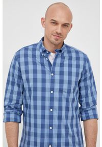 GAP koszula męska regular. Typ kołnierza: button down. Kolor: niebieski. Materiał: tkanina. Długość rękawa: długi rękaw. Długość: długie