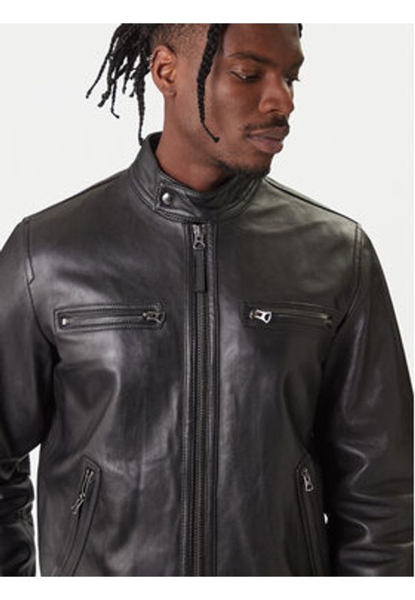 TOMMY HILFIGER - Tommy Hilfiger Kurtka skórzana Racer MW0MW41961 Czarny Regular Fit. Kolor: czarny. Materiał: skóra