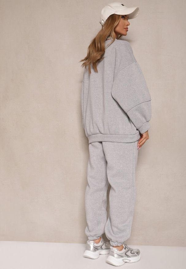Renee - Szary Komplet Dresowy z Polarową Podszewką Bluza i Joggery Ziline. Kolor: szary. Materiał: dresówka, polar