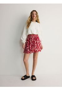 Reserved - Spódnica mini z falbanami - czerwony. Kolor: czerwony. Materiał: wiskoza, tkanina