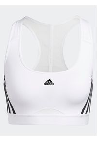 Adidas - adidas Biustonosz sportowy adidas Powerreact Training Medium-Support 3-Stripes Bra HC7897 Biały. Kolor: biały. Materiał: syntetyk