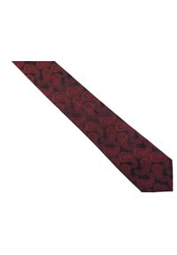 Modini - Bordowy krawat męski w paisley C21. Kolor: czerwony. Materiał: mikrofibra, tkanina. Wzór: paisley #2
