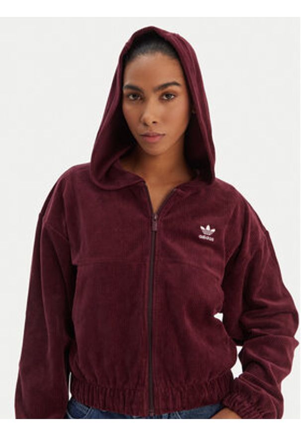 Adidas - adidas Bluza Essentials Chenile KE1119 Bordowy Loose Fit. Kolor: czerwony. Materiał: bawełna