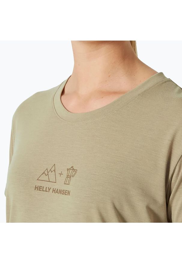 Koszulka damska Helly Hansen Skog Recycled Graphic. Kolor: beżowy. Sport: turystyka piesza