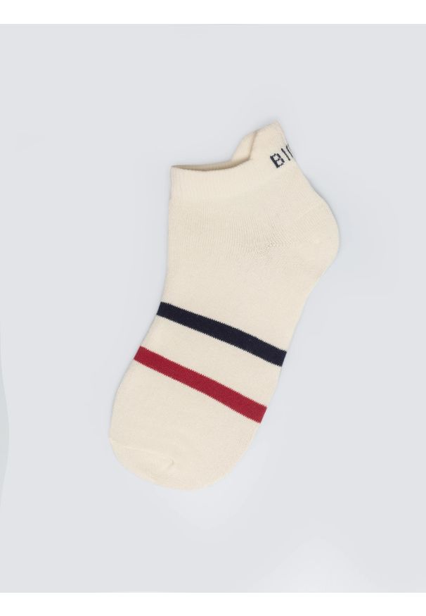 Big-Star - Stopki męskie z dwoma paskami białe Sherlock 100. Kolor: biały. Materiał: skóra, bawełna, materiał