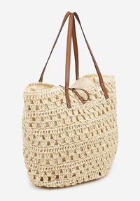 Born2be - Beżowa Duża Torebka Plażowa z Plecionki Sepianeva. Kolor: beżowy. Sezon: lato. Rozmiar: duże. Styl: wakacyjny, boho, elegancki, casual