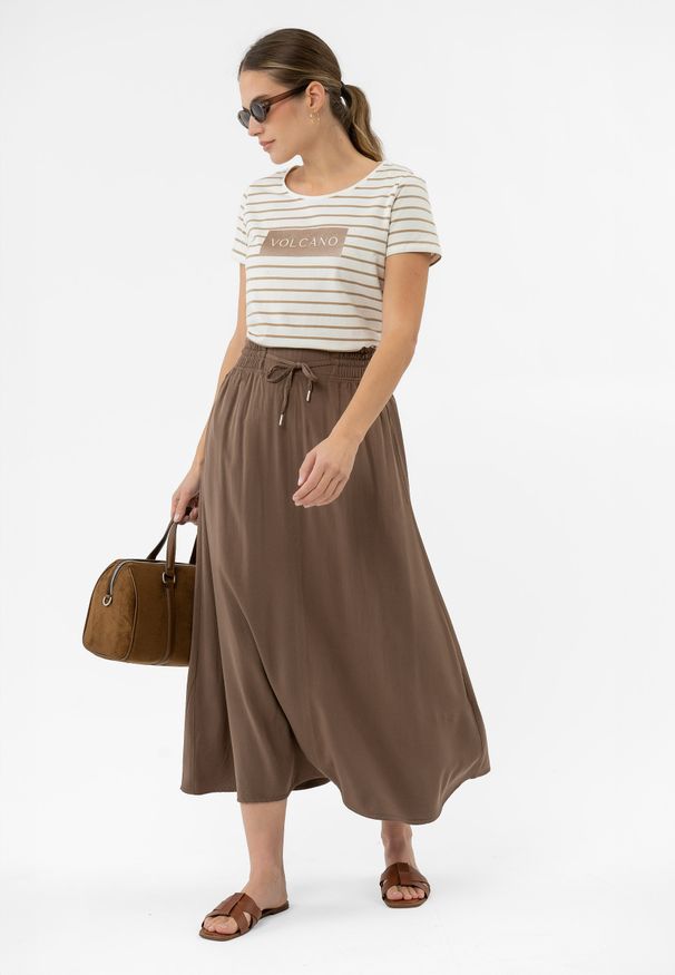Volcano - Długa spódnica letnia G-MIGELIA. Materiał: wiskoza, skóra, materiał. Długość: długie. Wzór: gładki. Sezon: lato