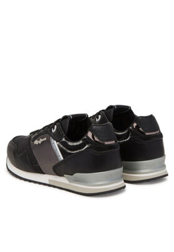 Pepe Jeans Sneakersy London Shine W PLS40046 Czarny. Kolor: czarny. Materiał: skóra